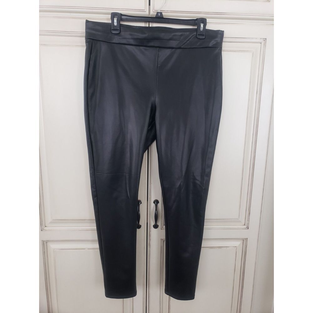 Loft Faux Leather Skinny Pants‎ Sz Large Black High Waisted High Rise